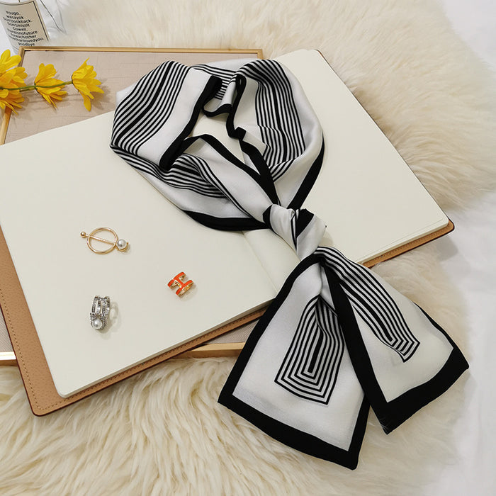 Imitation  scarf thin narrow strip leopard pattern simple waist chain scarf