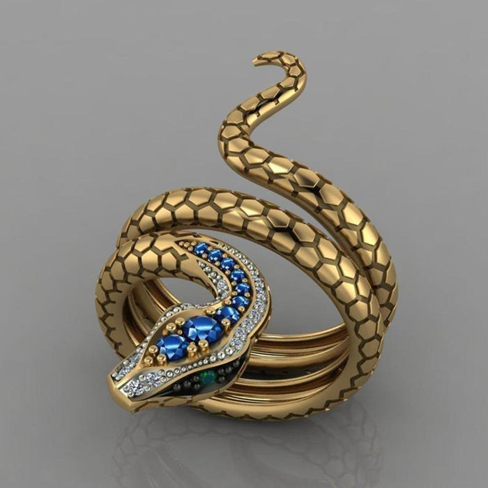 New Creative Fashion Snake Blue Zircon Ring