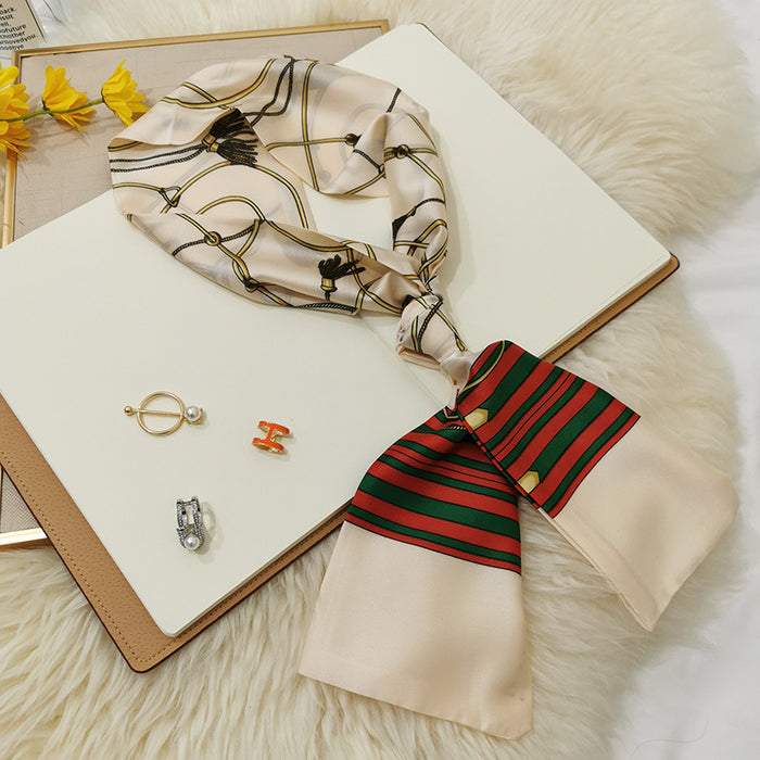 Imitation  scarf thin narrow strip leopard pattern simple waist chain scarf