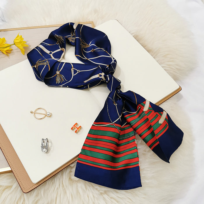 Imitation  scarf thin narrow strip leopard pattern simple waist chain scarf