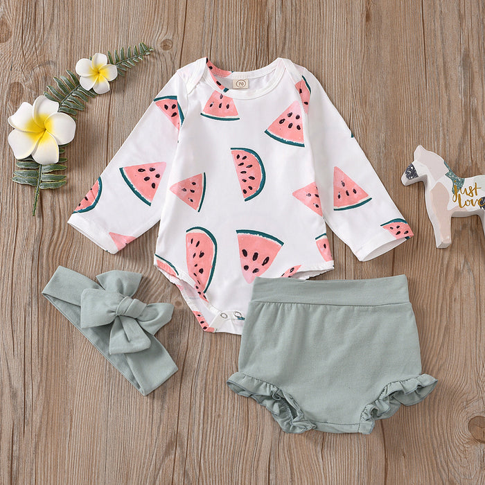 Watermelon printed shorts two piece suit