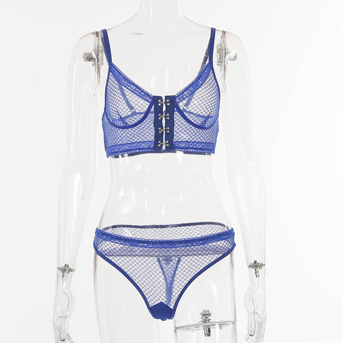 Women's Sexy Mesh Lingerie Front Closure Underwear Set