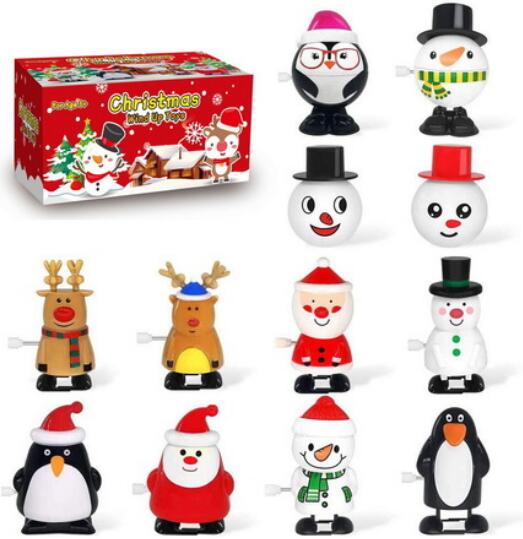 24PCS Mixed Color Winding Clockwork Will Walk Santa Claus