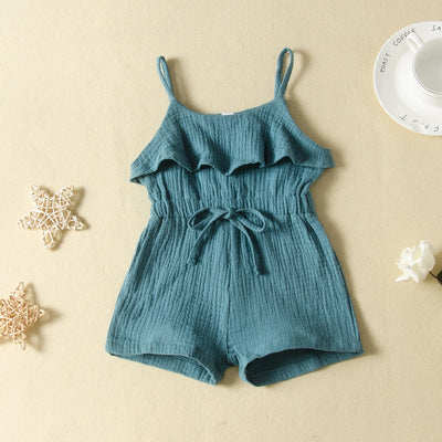 Solid colour Jumpsuit shorts bow
