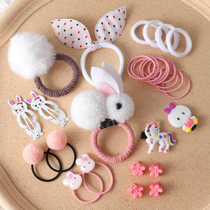 30Pcs/Lot Cute Rabbit Hair Band Clips Mini Flower Bows