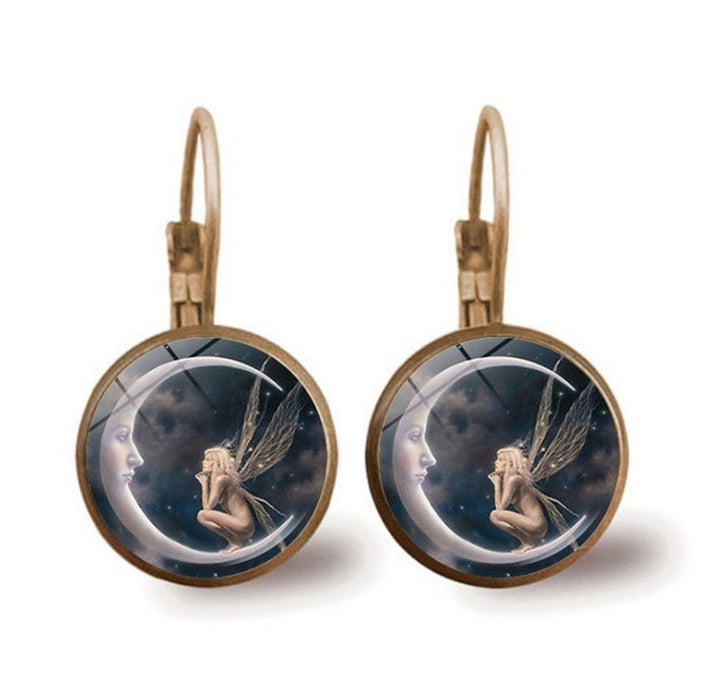 180 Pieces 18 Styles Moon Angel Pattern Earrings