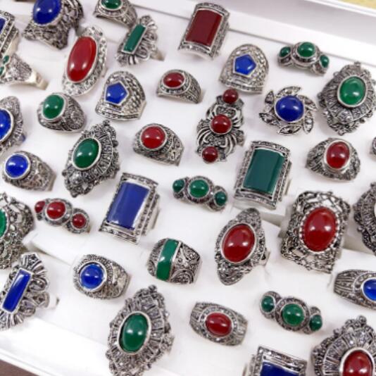 100Pcs Vintage Mixed Women's Rings Jewelry