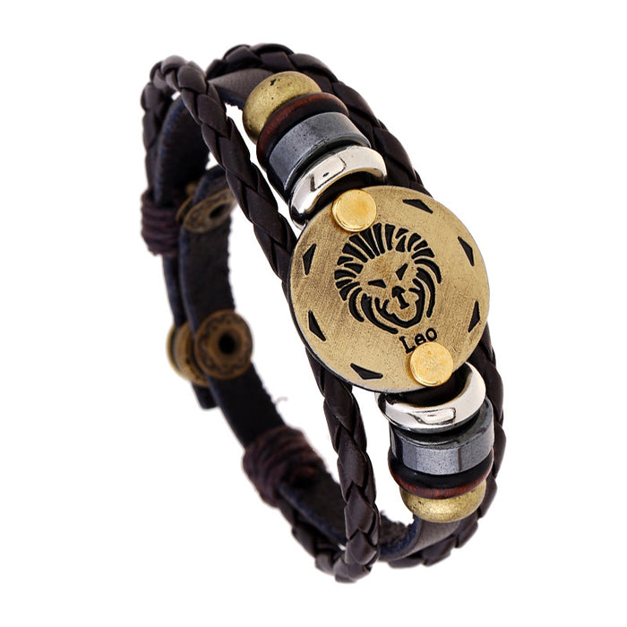 60Pcs Vintage Punk 12 Constellations Bracelets Jewelry