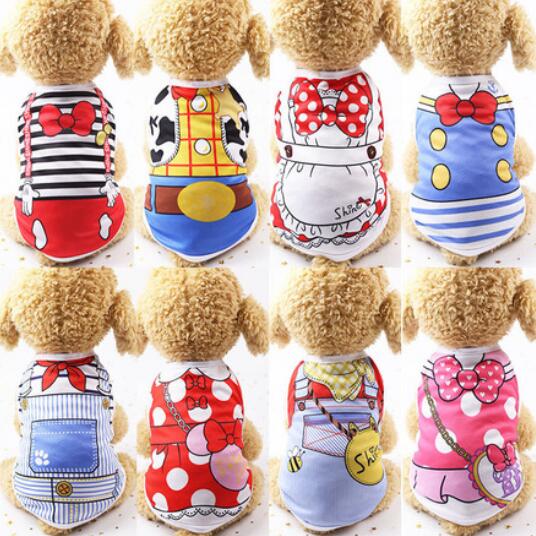 50pcs Small Pet Dog Clothes Vest Down Jacket Cartoon Cute