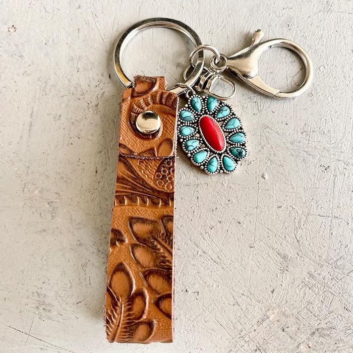 45Pcs/lot Women's Handmade Leather Western Style Keychains