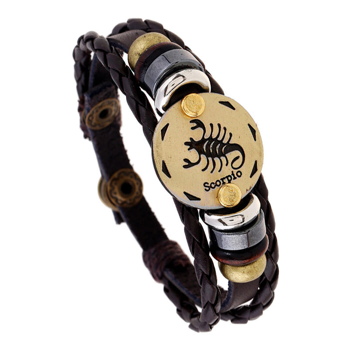 60Pcs Vintage Punk 12 Constellations Bracelets Jewelry