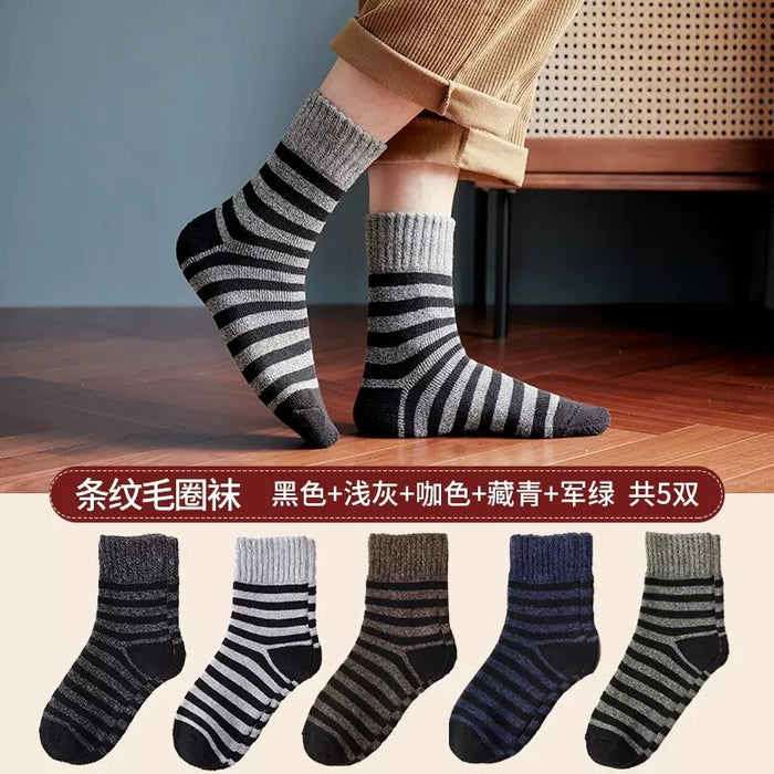 5 pairs Winter Thick Socks Men Super Thicker Solid Sock