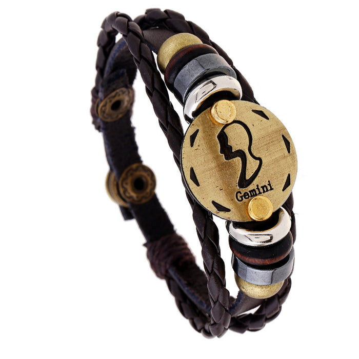 60Pcs Vintage Punk 12 Constellations Bracelets Jewelry