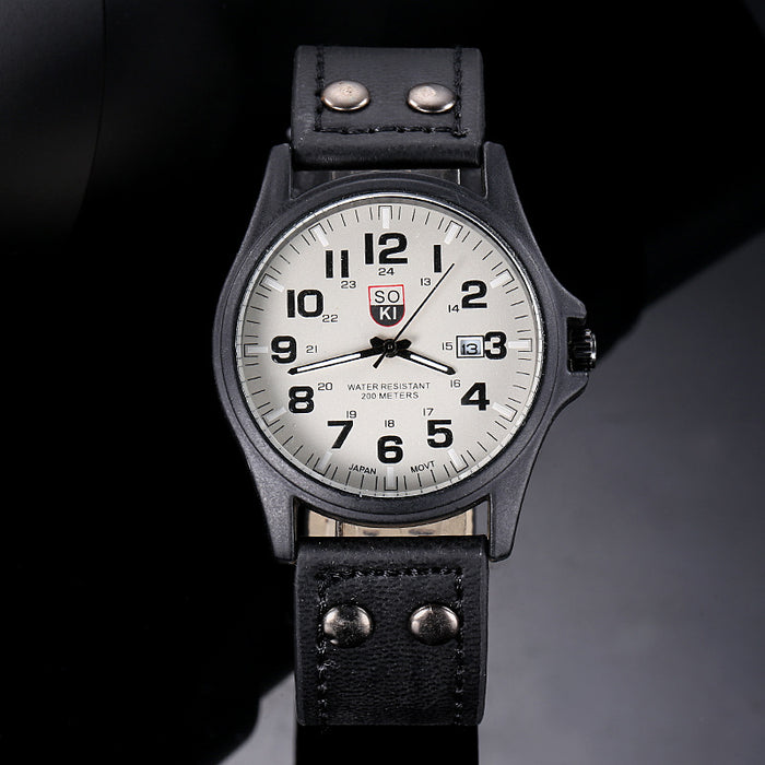 50X Pop High Quality Leather Quartz Wristwatches for Men