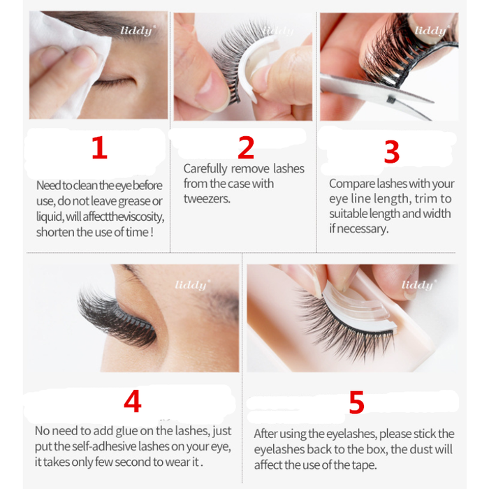 50 Pairs Glue free pure manual self-adhesive false eyelashes