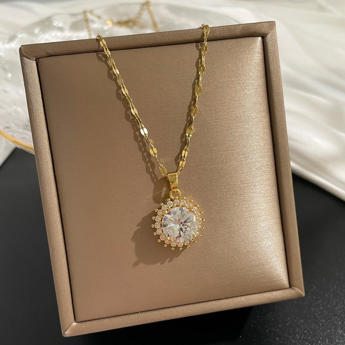 25 Pieces Luxury Rhinestone Titanium Steel Women's Necklaces