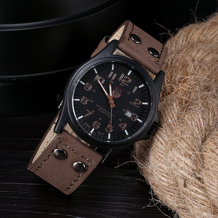 50X Pop High Quality Leather Quartz Wristwatches for Men