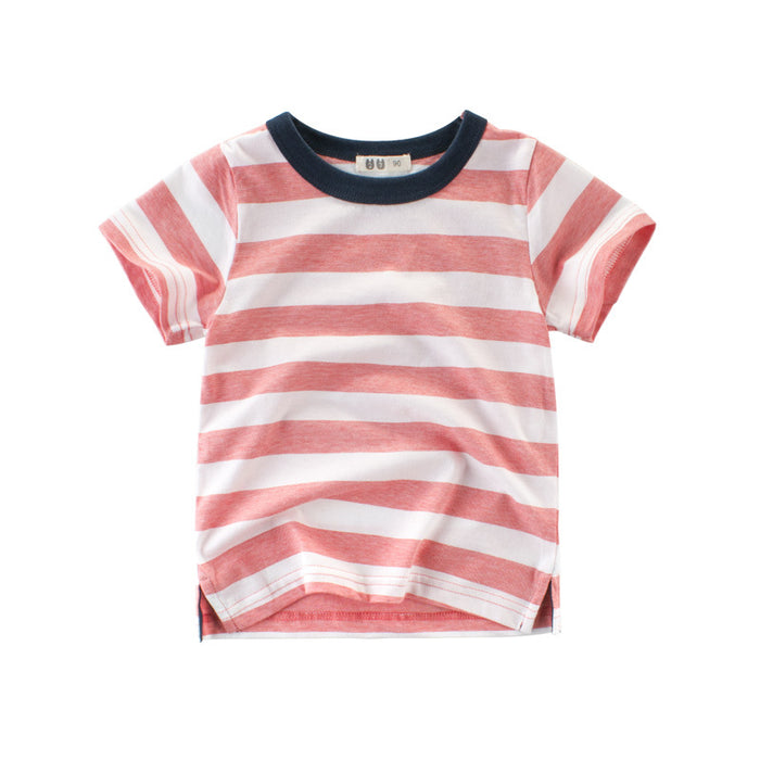 Striped half sleeve children's clothing