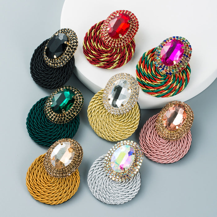 24 Pairs of Colorful Rhinestone Handmade Women's Earrings