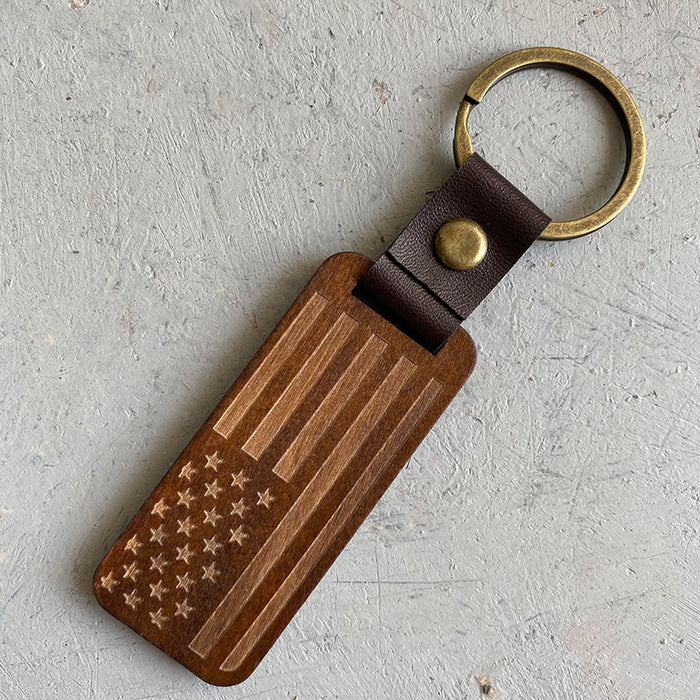 Creative Gift Keychain Wood Leather Pendant Keychain