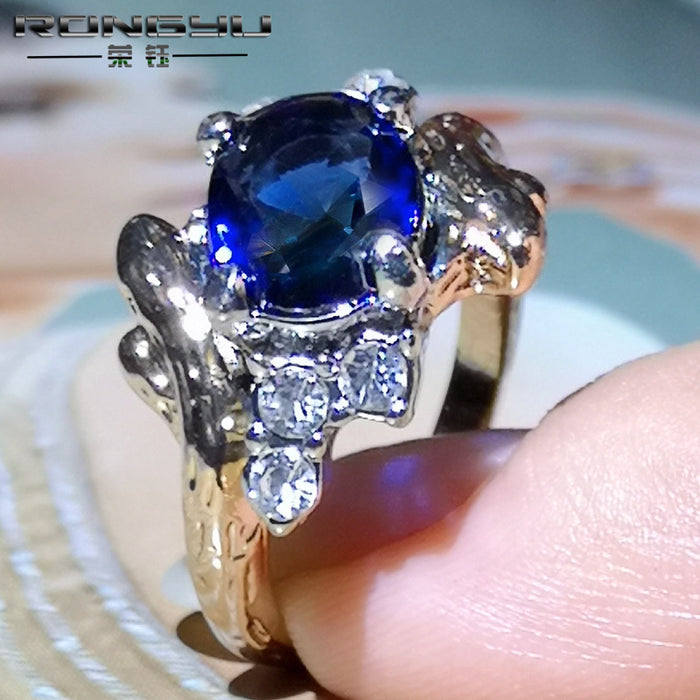 New Fashion Sapphire Vintage Two Tone Ring