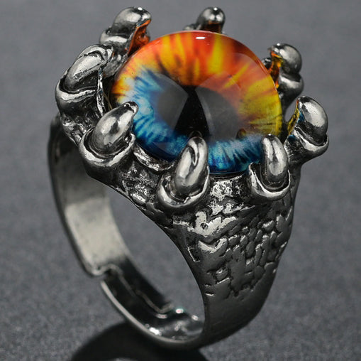 Liquidation 45 Pieces Antique Demon Eye colourful Punk Adjustable Ring