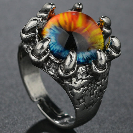 Liquidation 45 Pieces Antique Demon Eye Colorful Punk Adjustable Ring