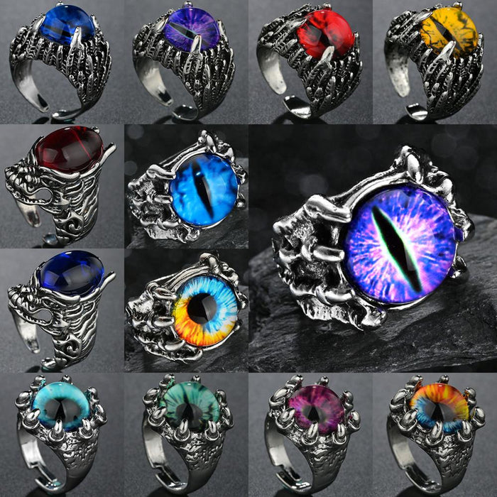 Liquidation 45 Pieces Antique Demon Eye colourful Punk Adjustable Ring
