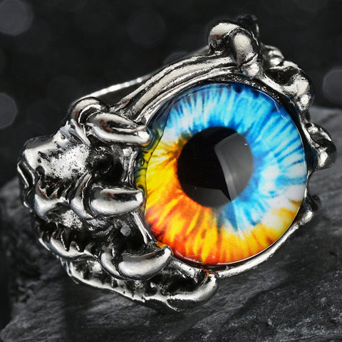 Liquidation 45 Pieces Antique Demon Eye Colorful Punk Adjustable Ring