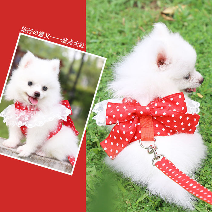 Cute Bow-knot Small Dog Harness Vest Leash Suit Pet Accessories