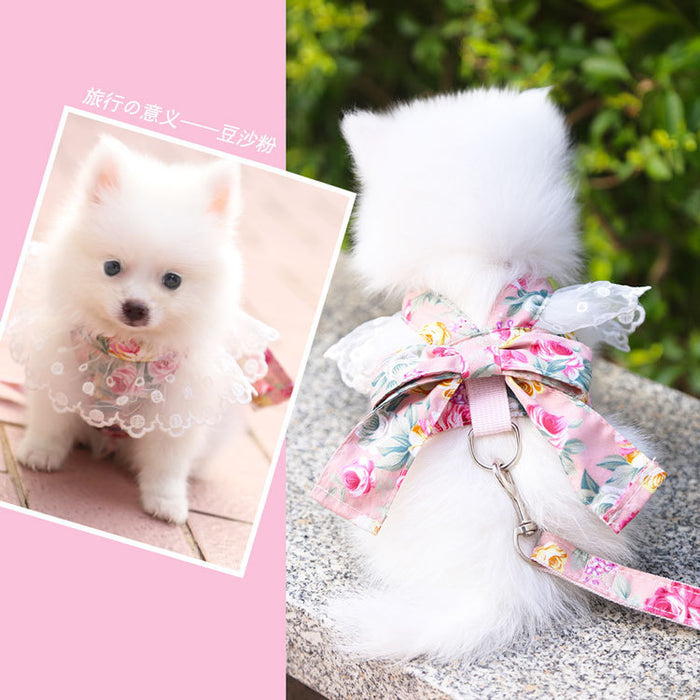 Cute Bow-knot Small Dog Harness Vest Leash Suit Pet Accessories