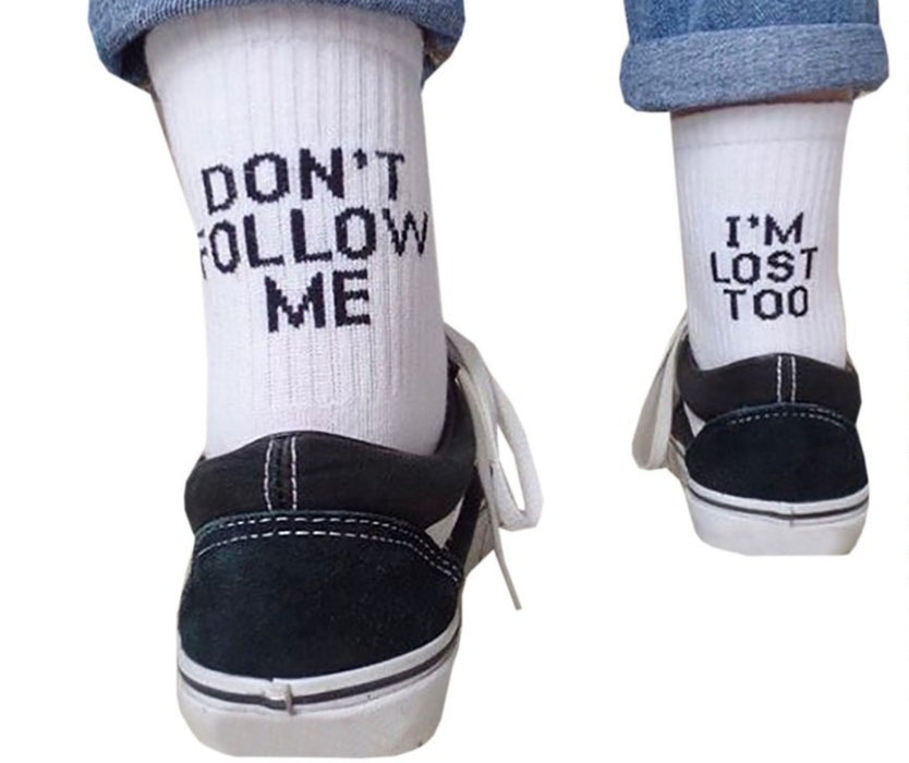 DON`T FOLLOW ME I AM LOST TOO Cotton Socks