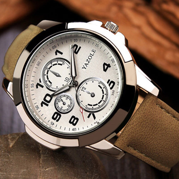 Yazole Sport Men Watch Top Brand Luxury Famous Quartz Watch Leather Clock