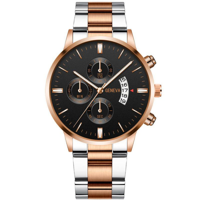 Men Luxury Golden Steel Metal Casual Calendar Quartz Wristwatches