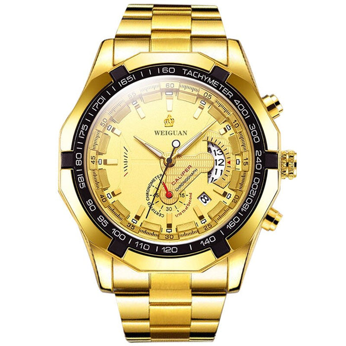 Full Steel Men Luxury Calendar Quartz Wristwatch Stylish Business Luminous Clock