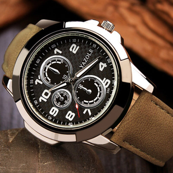 Yazole Sport Men Watch Top Brand Luxury Famous Quartz Watch Leather Clock