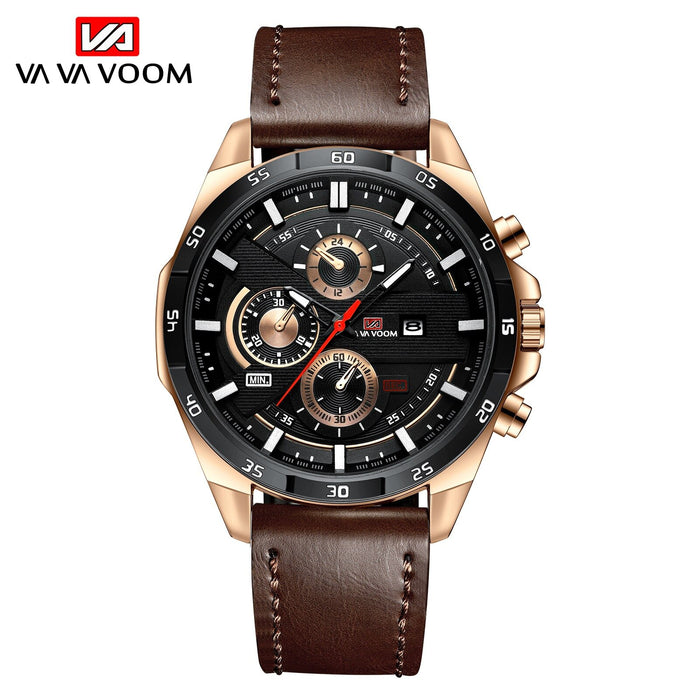Sport Watches Mens Quartz Wrist Watches Luxury Three Dial Calendar Male Clock