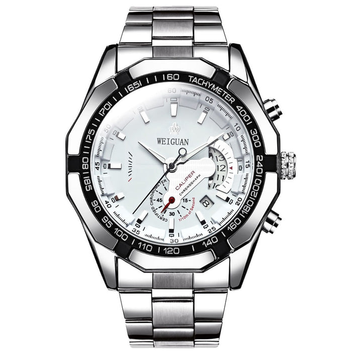 Luxury Men's Watches Stainless Steel Luminous Quartz Calendar Clock