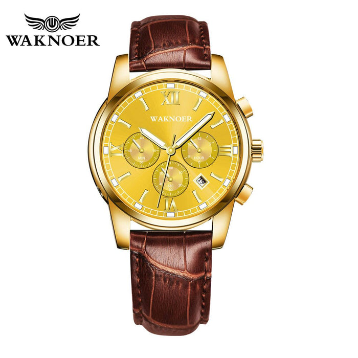 Men's Watches Quartz Leather Strap Elegant Luminous Date Wristwatch