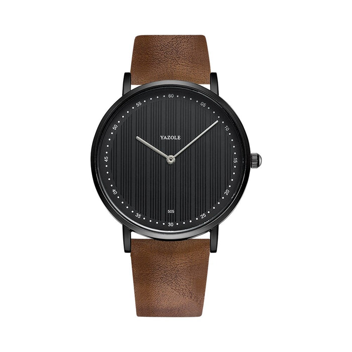 YAZOLE Fashion Men's Clock Waterproof Simple Casual Elegant Leather Quartz Watch