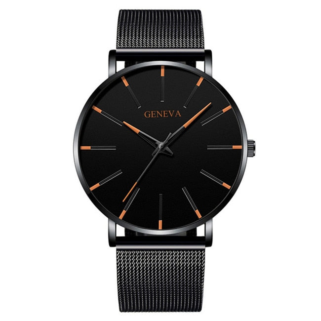 Minimalist Men's Fashion Ultra Thin Watches Simple Business Stainless