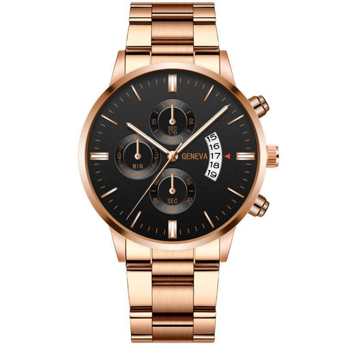 Men Luxury Golden Steel Metal Casual Calendar Quartz Wristwatches