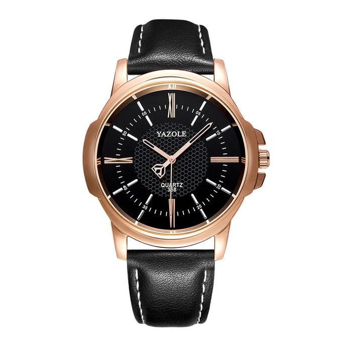 YAZOLE Top Brand Luxury Fashion Leather Men's Watch Unique Design Clock
