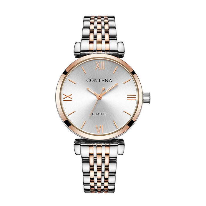 CONTENA Women Fashion Simple Luxury Stainless Steel Ladies Wristwatch