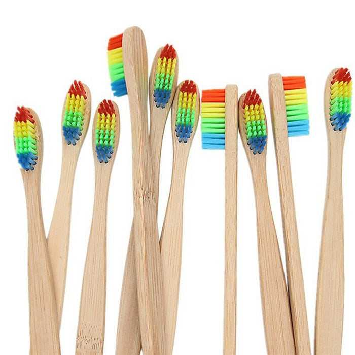 115 Pieces Eco-Friendly Natural Bamboo Rainbow Toothbrushes