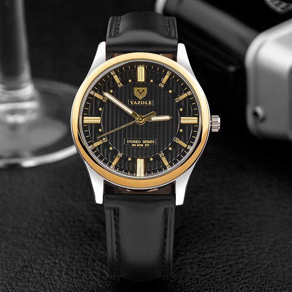 Yazole Watch Business Men's Watch Unique Luminous Leisure Leather Watches Fashion Quartz Watch