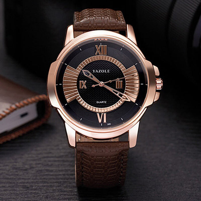 Yazole Luxury Business Male Clock Quartz-wristwatch Leisure Leather Watch