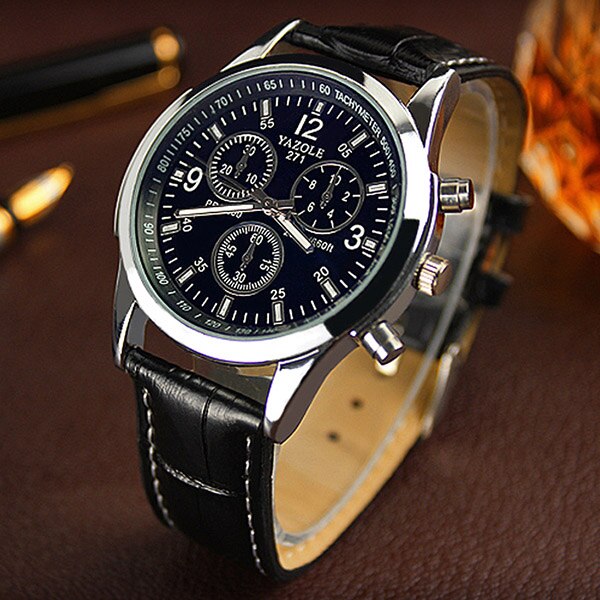 Top Brand Luxury Yazole Men Business Fashion Blue Glass Surface Unique Leisure Wristwatches