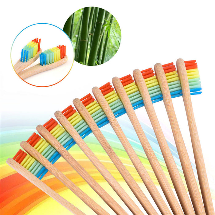 115 Pieces Eco-Friendly Natural Bamboo Rainbow Toothbrushes