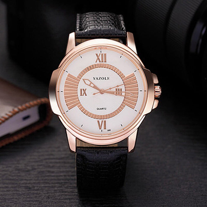 Yazole Luxury Business Male Clock Quartz-wristwatch Leisure Leather Watch